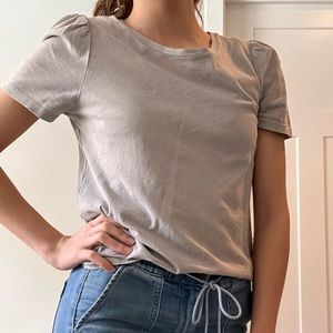Light gray t shirt with sleeve detail
